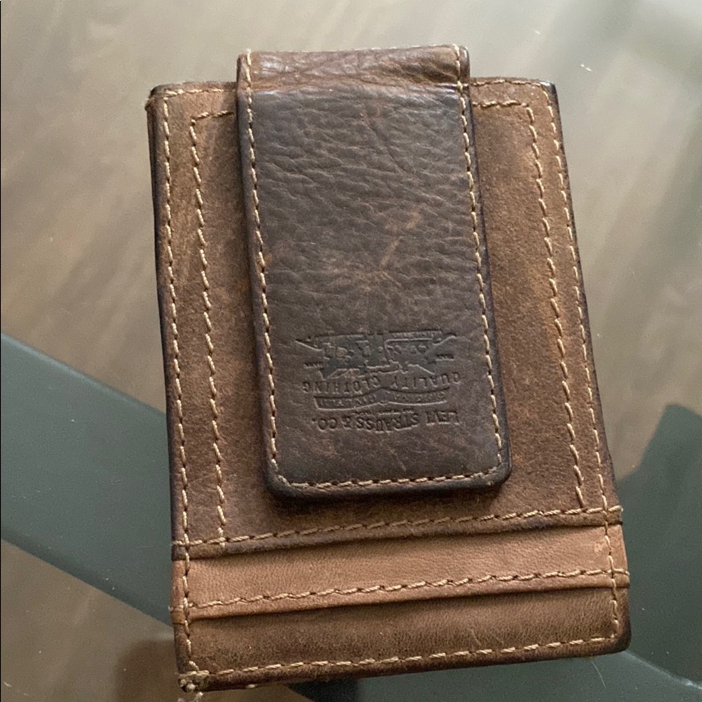 Levi's Brown Leather Money Clip Wallet